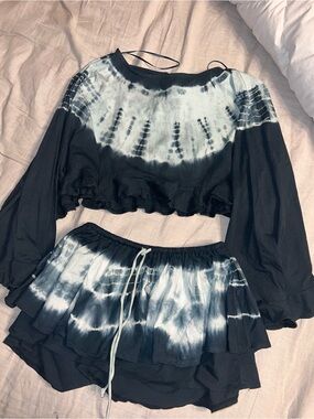 Free people Tie-Dye Two-Piece Crop Top & Skort Set